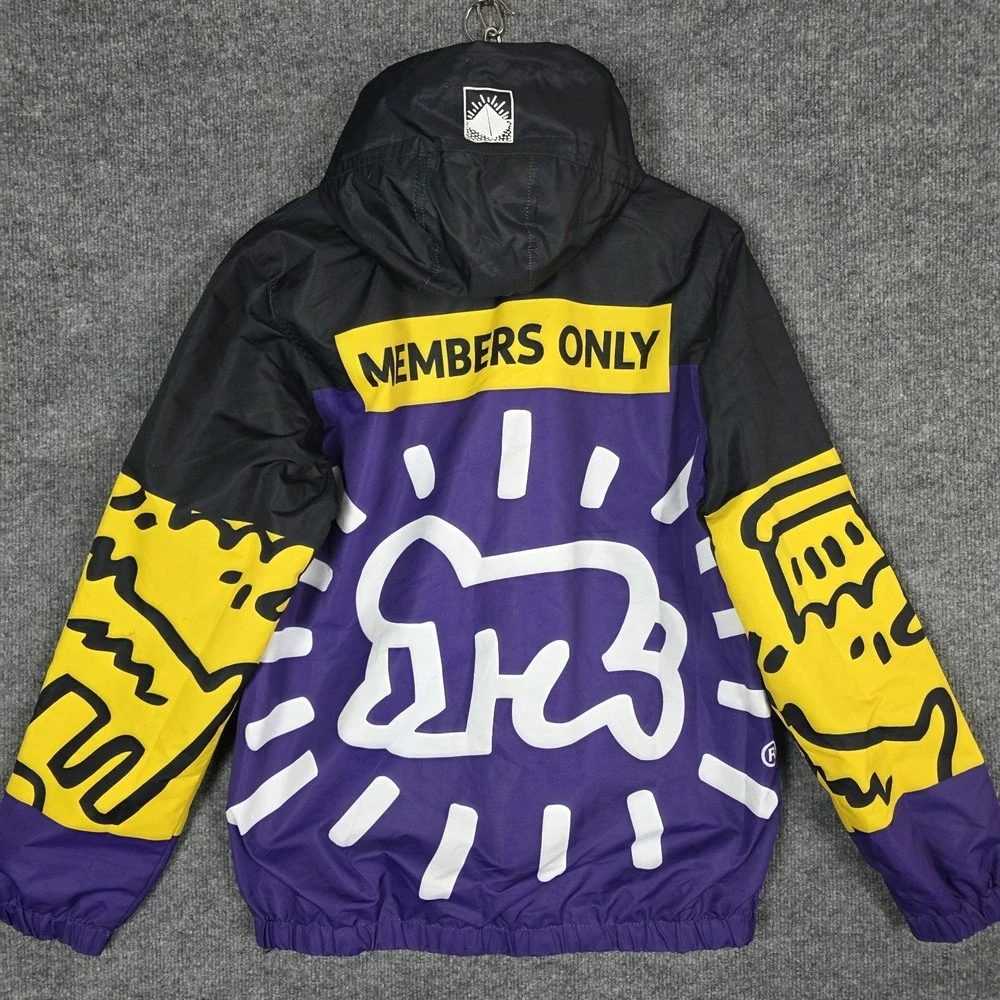Members Only x Keith Haring Jacket Small Crowd Surfing Art Windbreaker 1/4 Zip - Picture 6 of 10